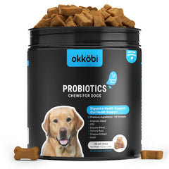 OKKÖBI Probióticos para perros: gomitas en envase de 150 unidades, fácil de usar.