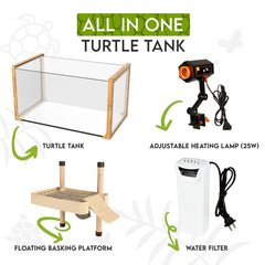 OKKÖBI Turtle Aquarium Kit inside view, ample space for swimming and basking.