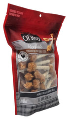 Ol' Roy beefhide chicken coated munchy sticks back highlights chicken breast as first ingredient.
