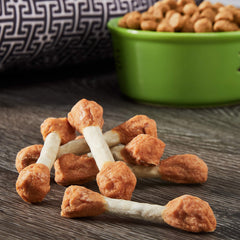 Ol' Roy Munch Dumbbells chicken-end close-up shows tasty chicken flavor for chewers.