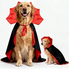OLANRUN vampire cloak on a large dog for quick dramatic Halloween costume
