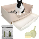 Oleisert large rabbit litter box front view in durable, chew-resistant plastic for roomy use
