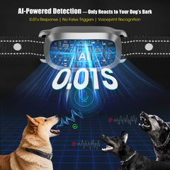 Oliry Smart AI Bark Collar LCD screen displays mode and battery status
