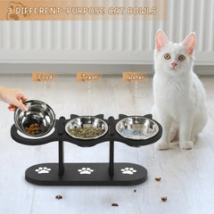 OLLVIA-three-bowl-feeder keeps meals organized for multiple pets.