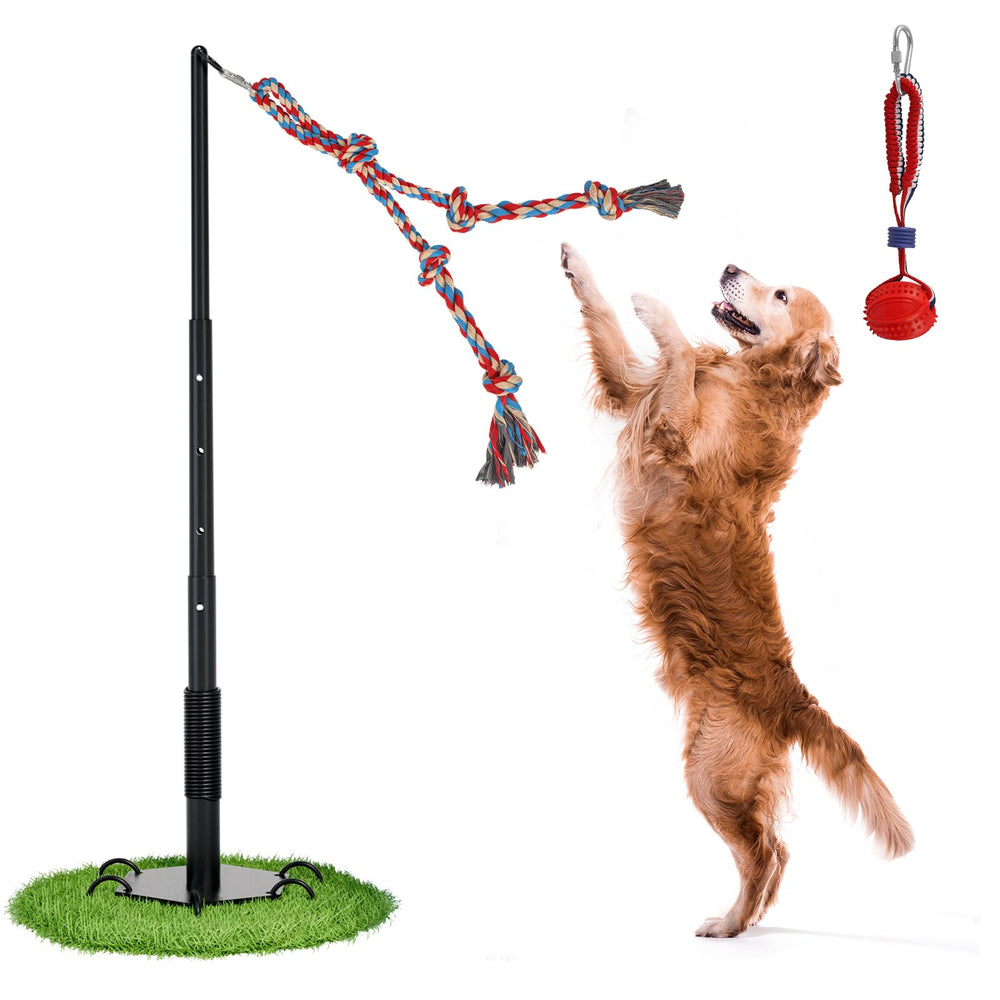 Olpchee outdoor tug of war dog toy base plate anchors sturdy backyard play