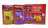 Ol' Roy wet dog food variety-pack 8 pouches provides convenient flavor variety.