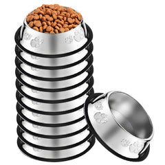 Olutacot 10pc stainless steel dog bowls set for durable daily meals and easy cleaning.