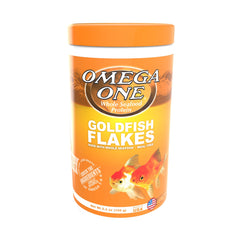 Omega One Goldfish Flakes closeup flakes showing texture
