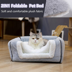 OMIVIER cat bed foldable-flat-bed—space-saving, easy transition from cave to lounge.