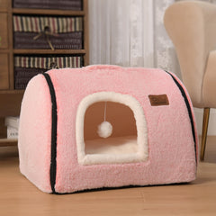 OMLIVLIES cat bed cave pink—cozy hideaway for peaceful naps.