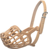 OmniPet Leather Brothers Italian Basket Muzzle front view, breathable wear for safe training and grooming.