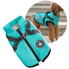 Oncpcare small dog jacket Aqua back zipper close-up shows smooth action for quick on/off.