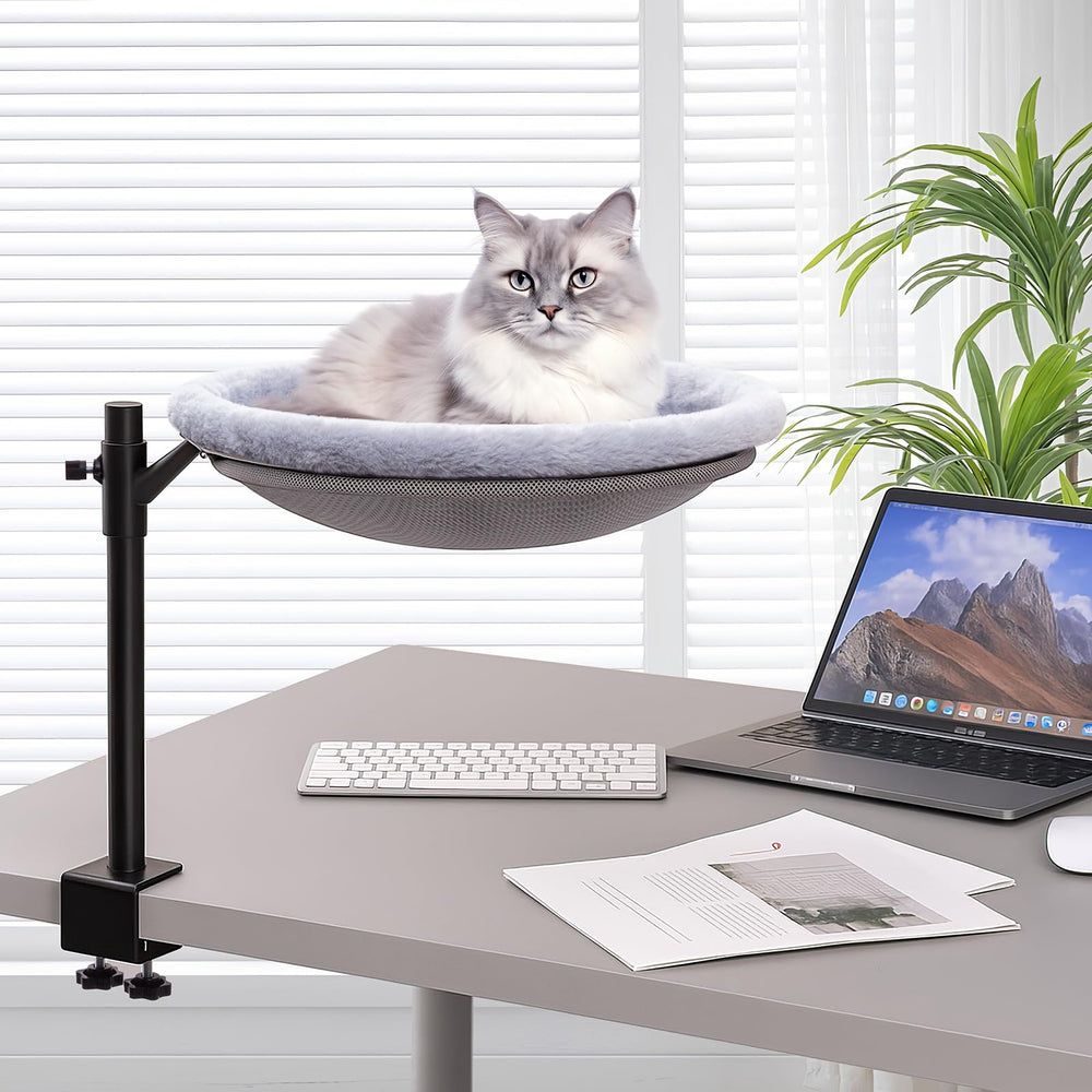 Ondware Cat Desk Bed side view; cozy desk perch near you.