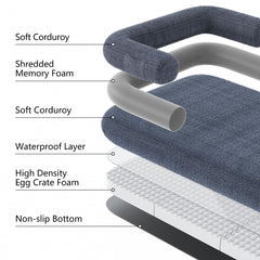 Ondware foldable bed folded compactly for storage and travel.