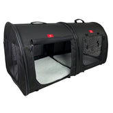 One for Pets portable 2-in-1 kennel collapsed for easy storage.