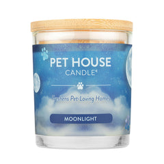 One Fur All Moonlight candle closeup wax detail highlighting clean, plant-based formula for odor control.