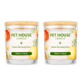 One Fur All pet house candle 2-pack close-up of wax beads delivering fresh citrus scent for rooms