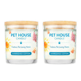 One Fur All Pet House Candle sunwashed cotton 2-pack front view for fresh home