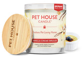 One Fur All pet house candle vanilla creme brulee pour highlights rich aroma and long-lasting freshness.