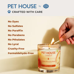 One Fur All Pet House Candles wick closeup demonstrates cotton wick for steady burn