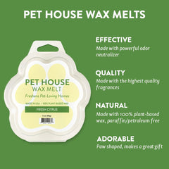 One Fur All Pet House Fresh Citrus Wax Melts shown in warmer long-lasting fragrance suitable for busy households