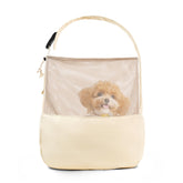 ONECUTE dog sling carrier beige front view for hands-free travel