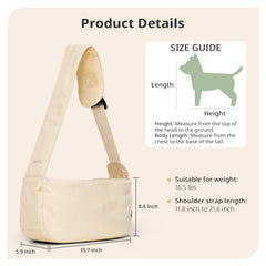 ONECUTE dog sling carrier beige side-pocket open for quick-grab storage