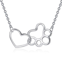 ONEFINITY paw print necklace closeup highlights a sterling silver paw pendant, ideal for pet lovers gifting