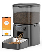 Oneisall automatic cat feeder front view, compact and convenient for kitchen space.