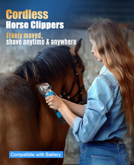 Oneisall cordless horse clippers in use in a stable for efficient grooming