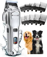 oneisall dog clippers stainless steel blade cleanly trims thick coats for a smooth groom.