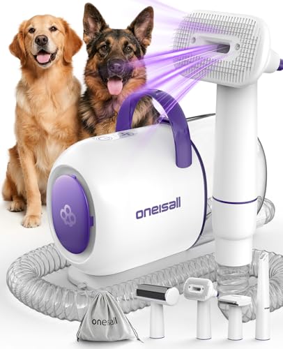 oneisall dog grooming kit shedding brush captures loose hair during brushing for a tidier home.