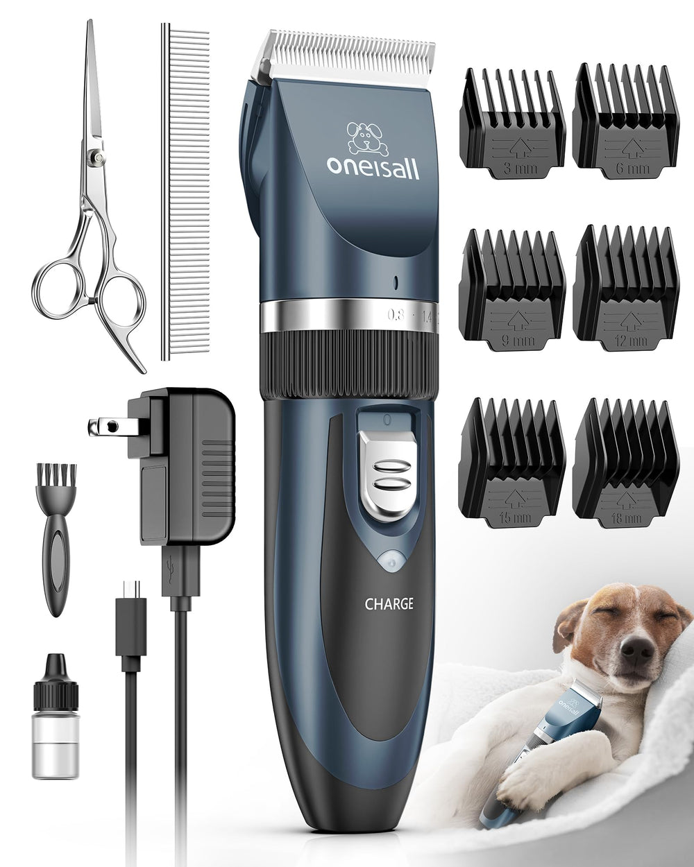 oneisall dog shaver clippers silent motor for calm, low-stress grooming.
