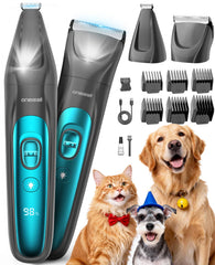 oneisall LED light dog trimmer front view helps precise paw trimming.