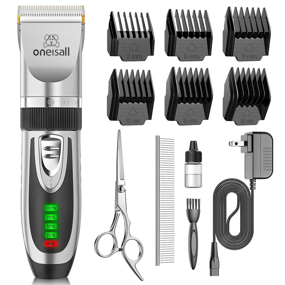 oneisall low-noise clipper silver for calm grooming sessions