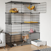 Oneluck large cat cage with litter box area for tidy cleanup