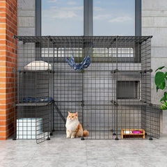 Oneluck outdoor cat house shows 55L x 28W x 41H for safe sunlit lounging