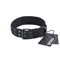 OneTigris dog collar in black with a sturdy metal D-ring for secure leash attachment.