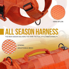 OneTigris mesh harness orange xl back view shows quick grab handles for safe exits