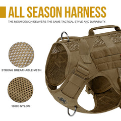 OneTigris No Pull Tactical Dog Harness with MOLLE panels for accessories