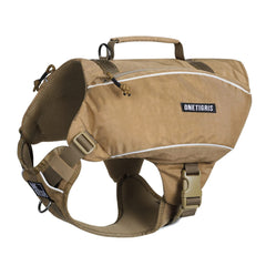 ONETIGRIS Y-shaped dog backpack front-d-ring for quick leash attachment during hikes.