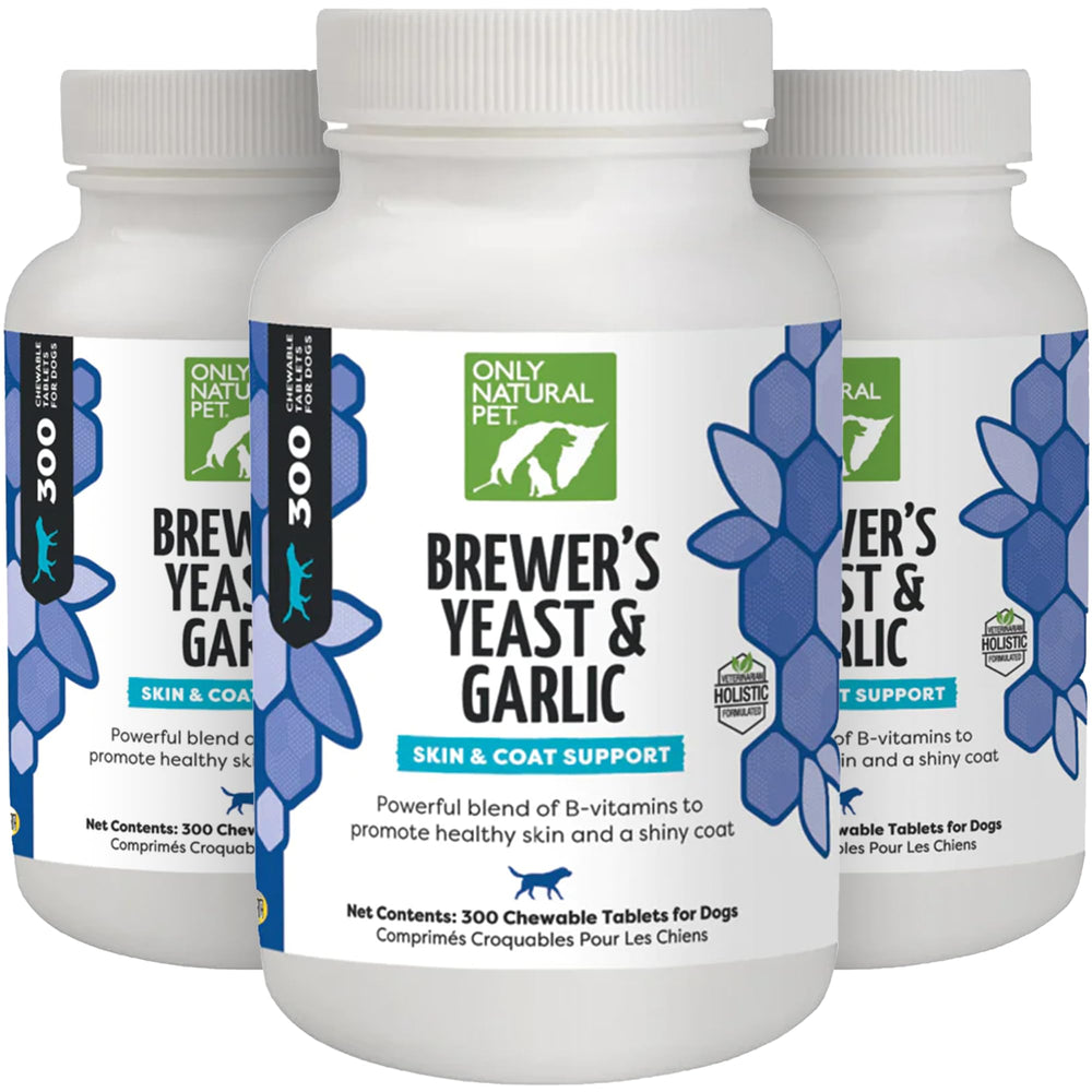 Only Natural Pet Brewer's Yeast & Garlic chewables bottle showing natural flea defense