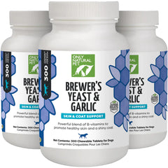 Only Natural Pet Brewer's Yeast & Garlic chewables bottle showing natural flea defense