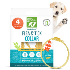Only Natural Pet EasyDefense collar packaging highlights natural flea protection for dogs