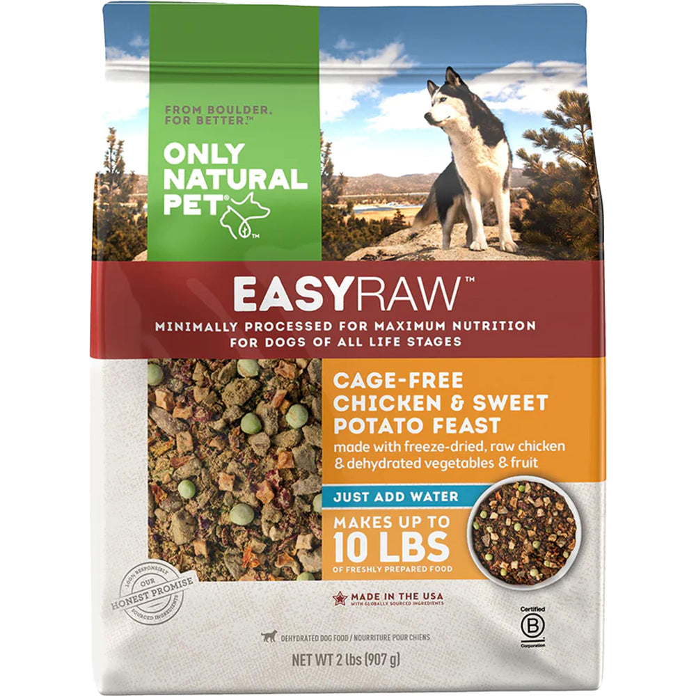 Only Natural Pet EasyRaw dehydrated raw dog food bag for balanced, convenient meals.
