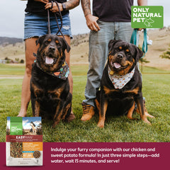 Only Natural Pet EasyRaw ingredient list shows dried fruits and vegetables for wholesome nutrition.