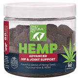 Only Natural Pet Hemp Advanced Mobility dog bottle promotes joint support and smoother movement.
