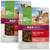 Only Natural Pet MaxMeat beef-pumpkin-parsley bag highlights a grain-free, high-protein meal option.