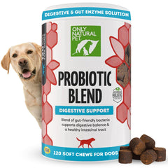 Only Natural Pet Probiotic soft chews bacon bottle promotes digestive balance.