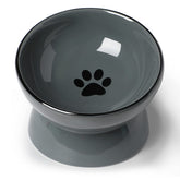 ONTUBE ceramic raised cat dishes bowl gray closeup shows elevated feeding height